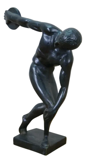 Vintage Bronze Discobolus Myron Greek Discus Thrower Figurine Sculpture Statue 7"