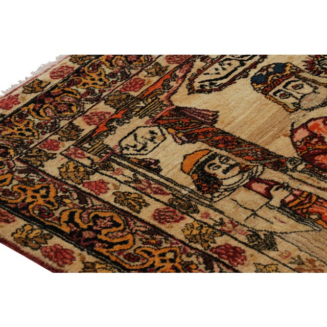 Antique Persian Malayer Rug in Beige With Pictorials and Florals - Rug & Kilim For Sale In New York - Image 6 of 9
