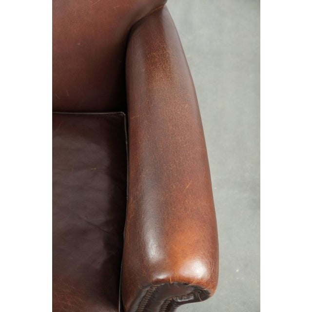 Brown Club Chair in Sheepskin Leather For Sale - Image 8 of 18
