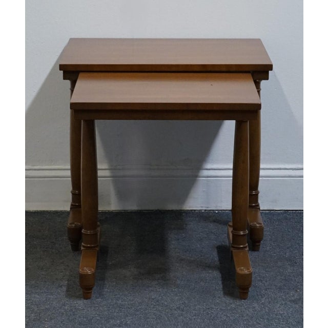 Late 20th Century Heritage Furniture Solid Mahogany Italian Provincial 21" Nesting End Tables For Sale - Image 5 of 18