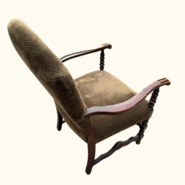 1930s Carved Armchair – Antique Wood Library Chair For Sale - Image 13 of 14