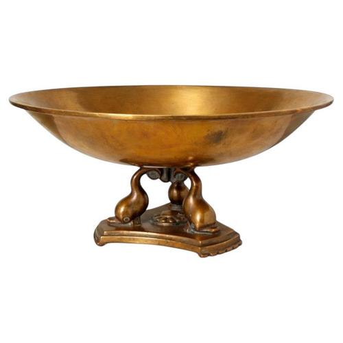Swedish Art Deco Bronze Centerpiece Bowl with Dolphin Base, 1930s For Sale - Image 10 of 10