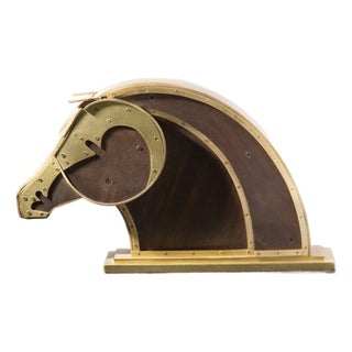 Marsia Holzer Studio Horatio Horse Head in Walnut & Bronze For Sale