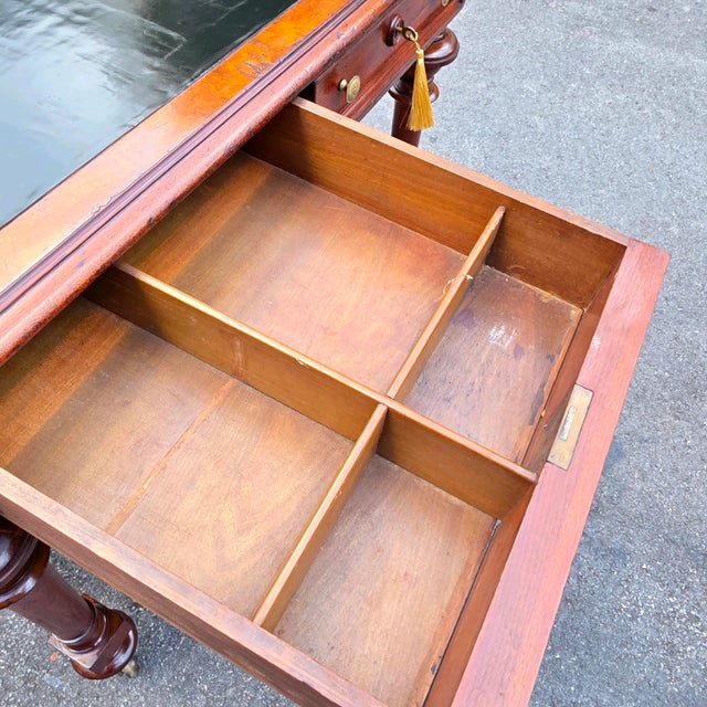 Wood Antique 19th Century Victorian Library Table Desk For Sale - Image 7 of 13