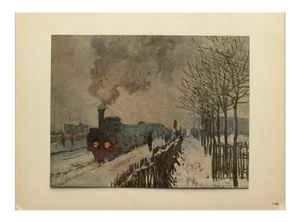 1950 After Claude Monet "Train in the Snow" First Edition Parisian Full-Color Print