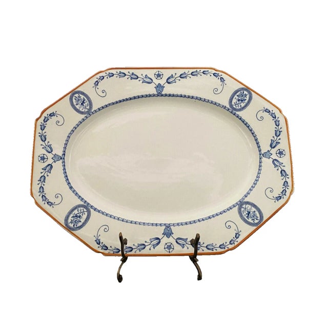 Wood & Sons, Woods WARE, Broadmoor Blue, Turkey Platter, Mustard Rim 16x12 Eagle Bay Heirlooms is pleased to offer this...