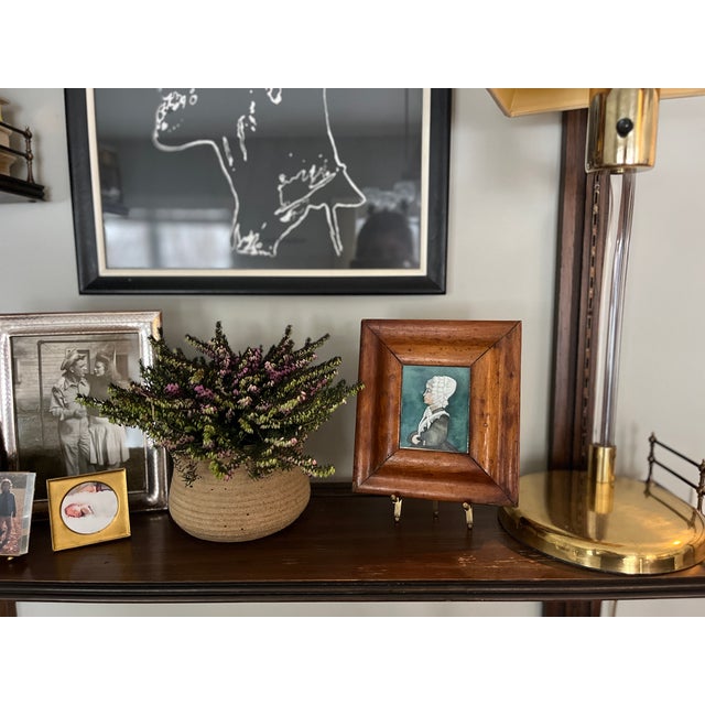 Antique Primitive Miniature Framed English Watercolor Portrait Artwork For Sale - Image 6 of 10