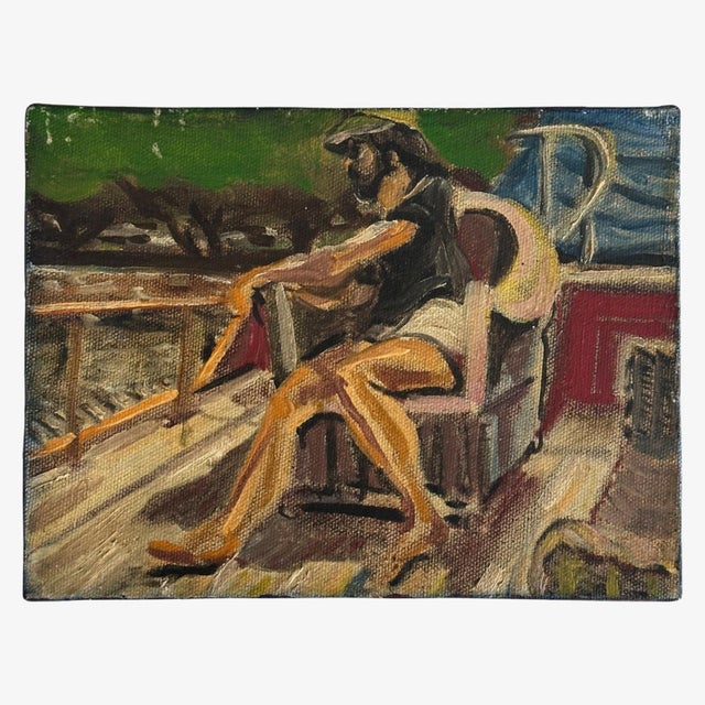 Figurative Pair of Small Vintage Expressionist Figurative Paintings, Oil on Canvas For Sale - Image 3 of 6