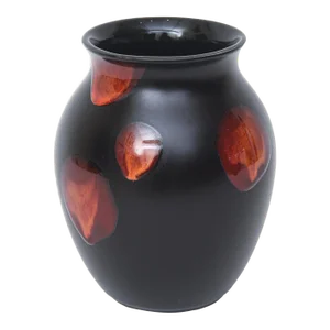 Vintage English Poole Ceramic Black and Red Vase