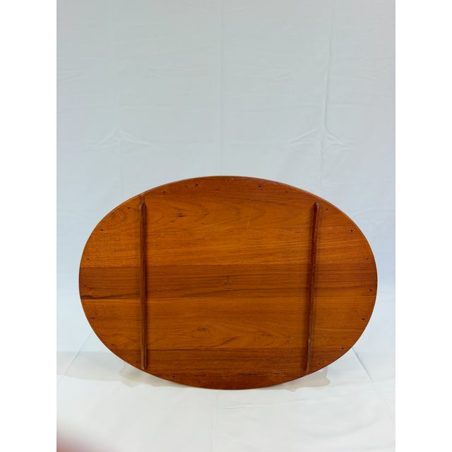 Vintage Dansk Danish Modern Large Oval Teak Serving Tray With Integrated Handles For Sale - Image 6 of 11