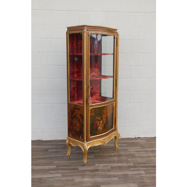 Antique French Louis XV Vernis Martin Curio Vitrine Cabinet For Sale - Image 4 of 18