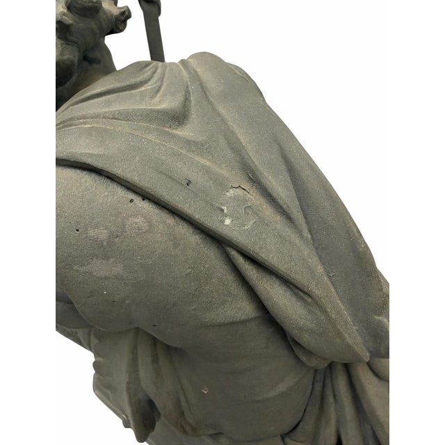 Metal Antique French Patinated Spelter "Le Cid" Sculpture by Eugène Laurent For Sale - Image 7 of 9
