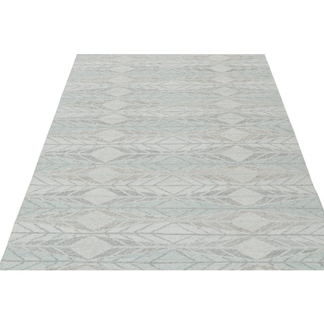 Not Yet Made - Made To Order Rug & Kilim’s Scandinavian Outdoor Rug in Blue & Gray Geometric Pattern - 5'x8' For Sale - Image 5 of 7