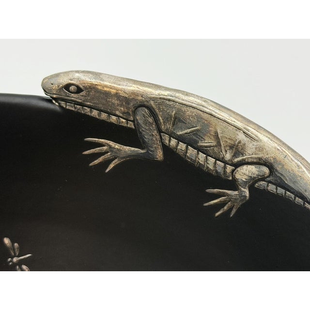 Metal 1980s Emilia Castillo Pure Silver Lizard & Black Porcelain Bowl, Mexican Silver Art For Sale - Image 7 of 18
