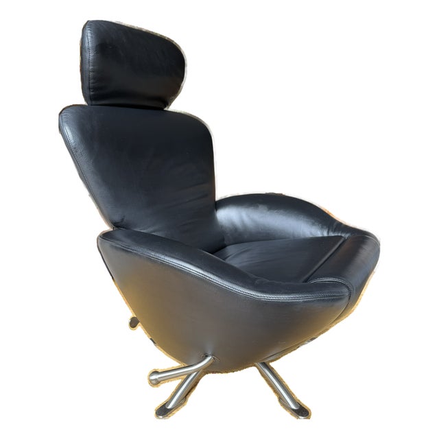 Modern Black Leather Swivel Recliner Lounge Chair by Toshiyuki Kita for Cassina, Made in Italy For Sale - Image 3 of 18