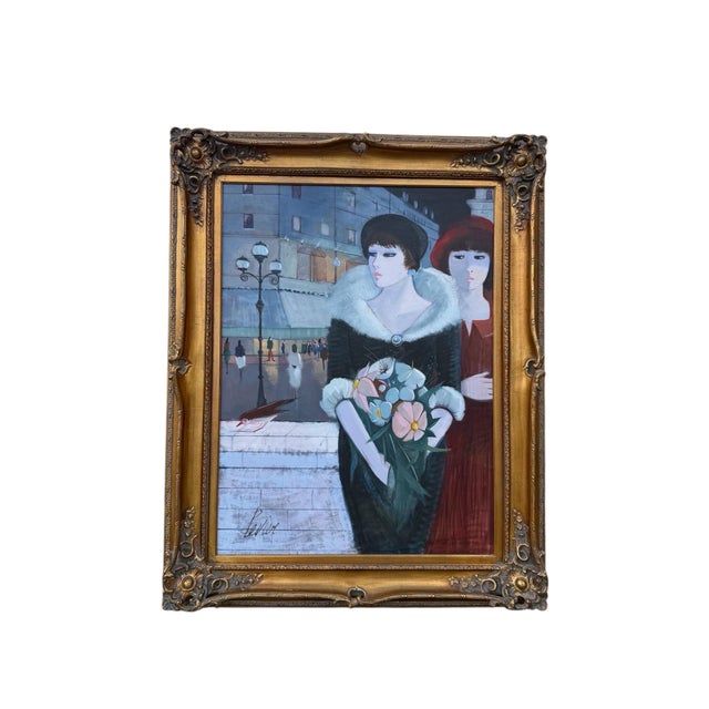 Charles Levier Charles Levier, Large Charles Levier Modernist Oil Painting Women Paris Street French Modernism For Sale - Image 4 of 18