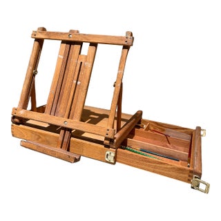 Aaron Brothers Wooden Table Top Art Easel Stand Portable Travel Sketch Box For Sale