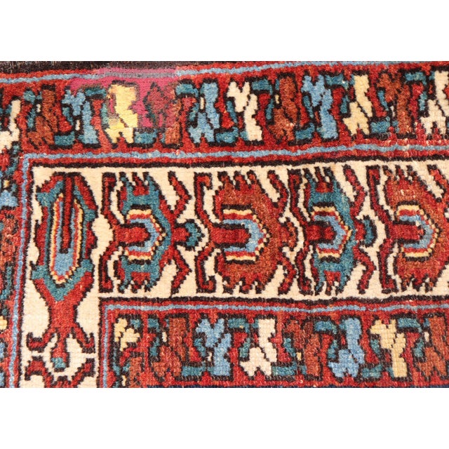 Textile Antique Persian Malayer Multicolor Rug Medallion & Geometric Design 4'7 X 6'4 For Sale - Image 7 of 12