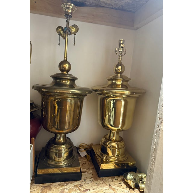 A Pair of 1960s Chapman Brass Urn Style Table Lamps For Sale - Image 10 of 18