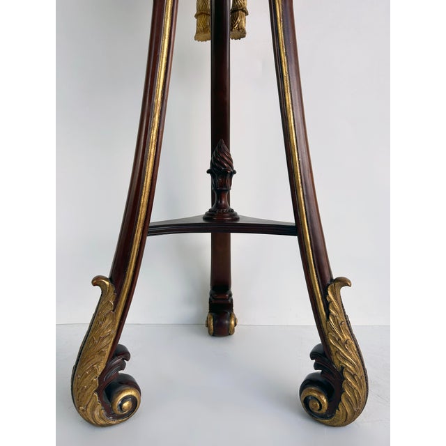 Wood Mahogany Giltwood Pedestals With Carved Tassels & Tesselated Stone Tops, a Pair For Sale - Image 7 of 11