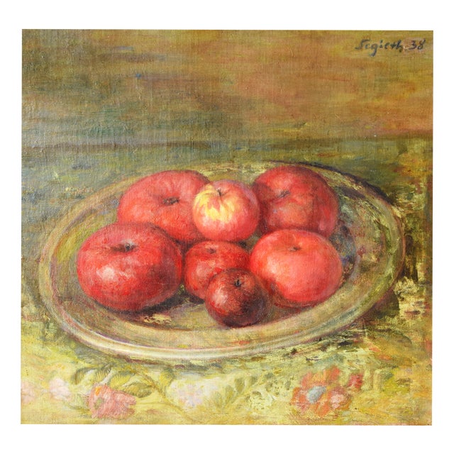 Paul Segieth, Still Life with Apples, 1938, Oil Painting, Framed For Sale