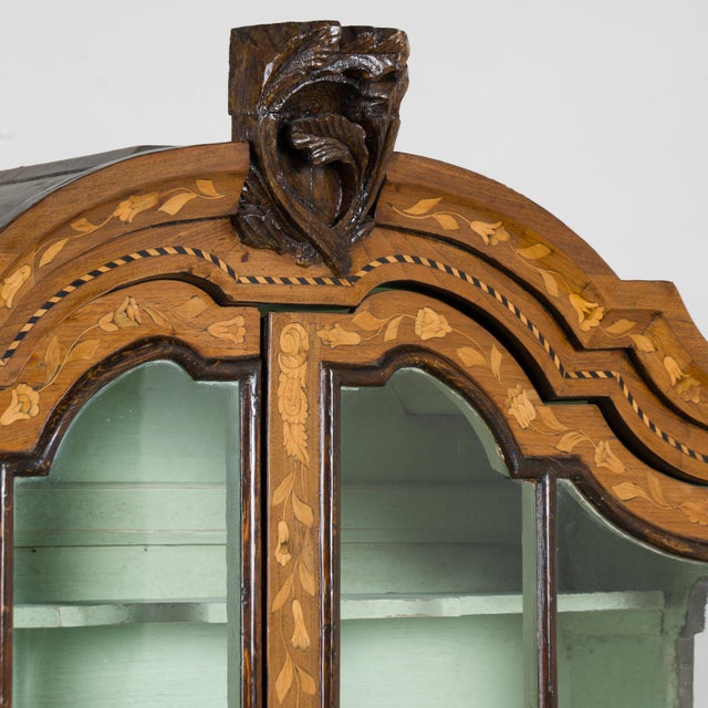 Early 19th Century Dutch Marquetry Inlaid Display Cabinet For Sale - Image 6 of 18