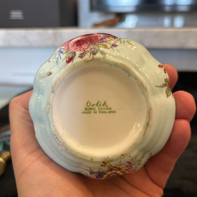 Orlik English Bone China Derby Posies Design Covered Jam/ Musard Pot For Sale - Image 4 of 8