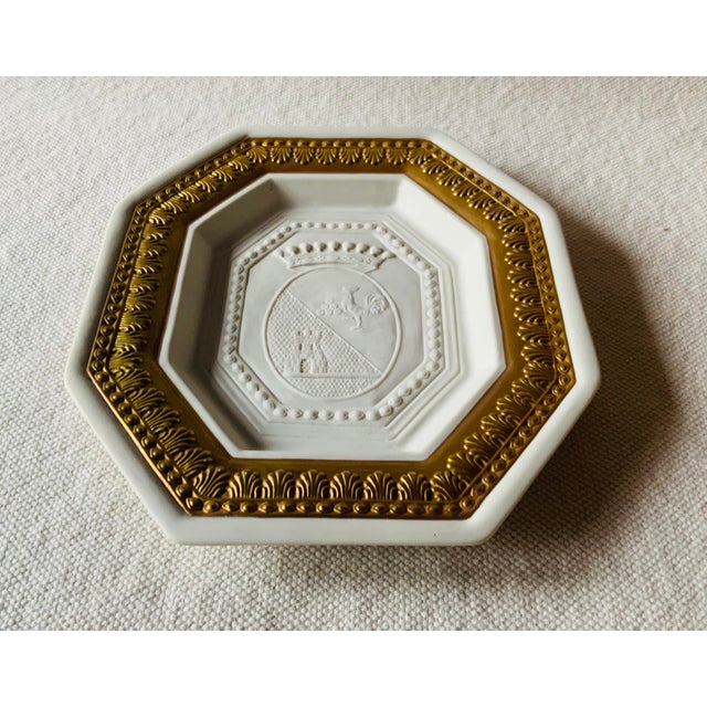 Italian Bisque Porcelain Grand Tour Style Plaque With Gold Border | Italy, Mid-20th C. For Sale - Image 11 of 18