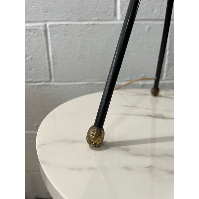 Mid 20th Century Mid-Century Modern Tripod Table Lamp With Laced Parchment Shade For Sale - Image 5 of 9