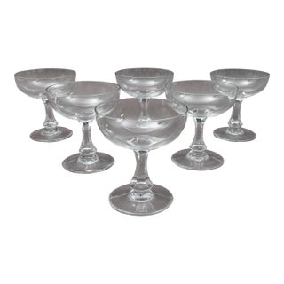 Mid 20th Century Baccarat Crystal France Signed Gascogne Champagne Sherbet Glasses- Set of 6 For Sale