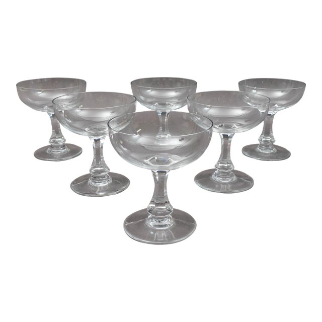 Mid 20th Century Baccarat Crystal France Signed Gascogne Champagne Sherbet Glasses- Set of 6 For Sale