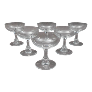 Mid 20th Century Baccarat Crystal France Signed Gascogne Champagne Sherbet Glasses- Set of 6