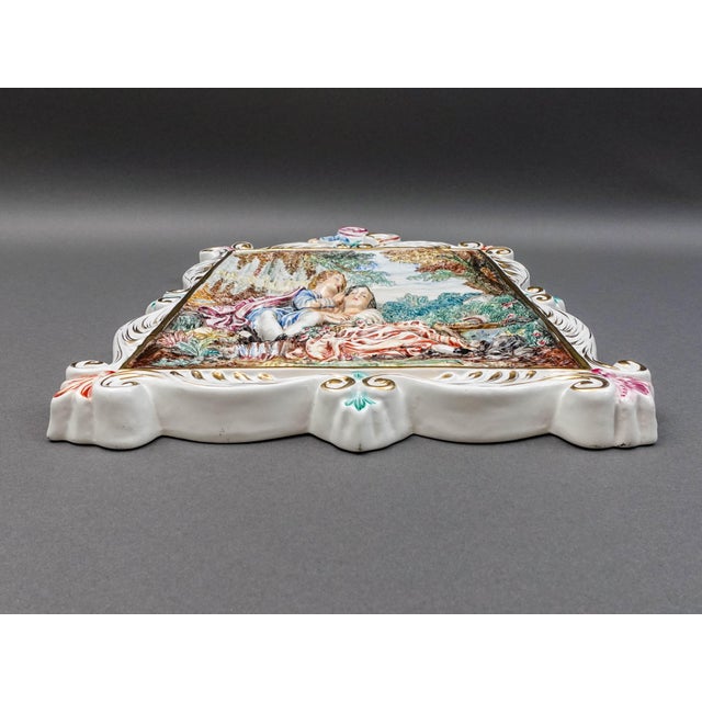 Capodimonte Italy Vintage Romantic Couple Relief Porcelain Wall Plaque For Sale In Miami - Image 6 of 8