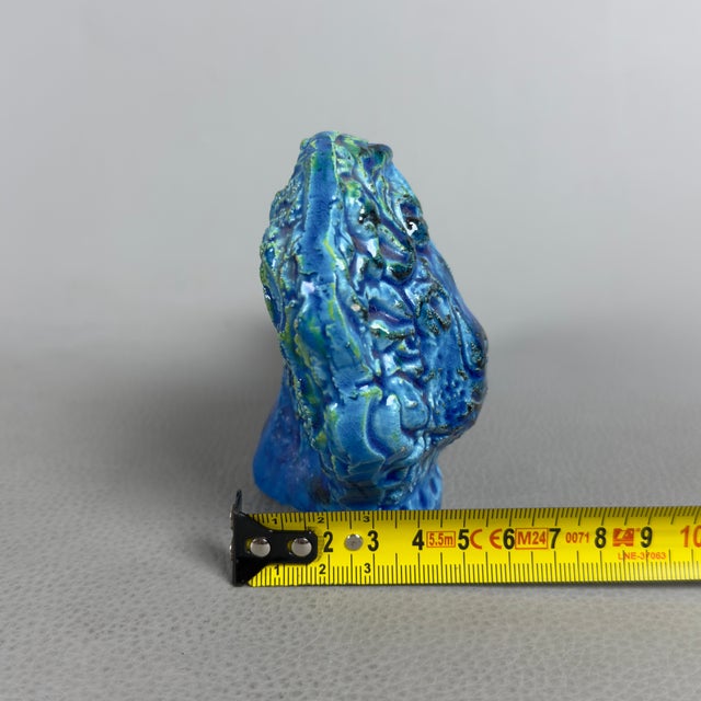 Vintage Blue Ceramic Lion Sculpture by Aldo Londi for Bitossi / Flavia Montelupo, 20th Century For Sale - Image 9 of 11