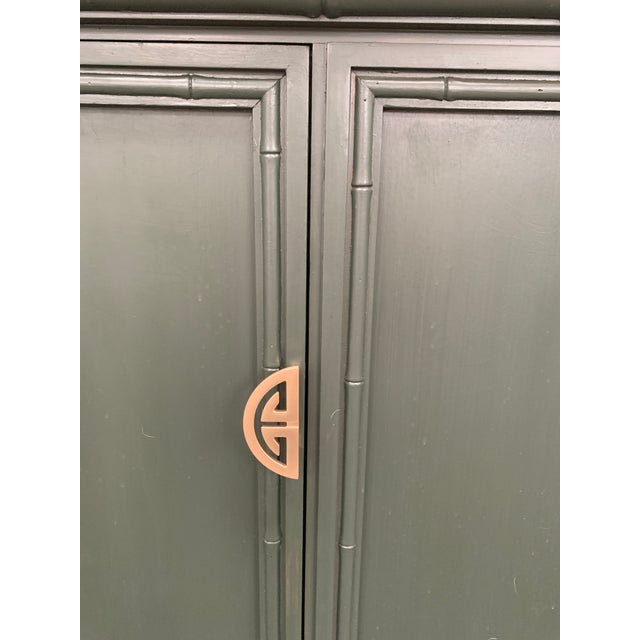 Green Faux Bamboo Sideboard Buffet For Sale - Image 4 of 10