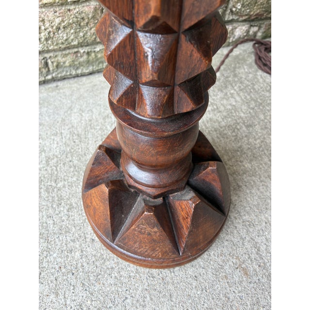 1940s Charlies Dudouyt Wooden Table Lamp, France For Sale - Image 11 of 14