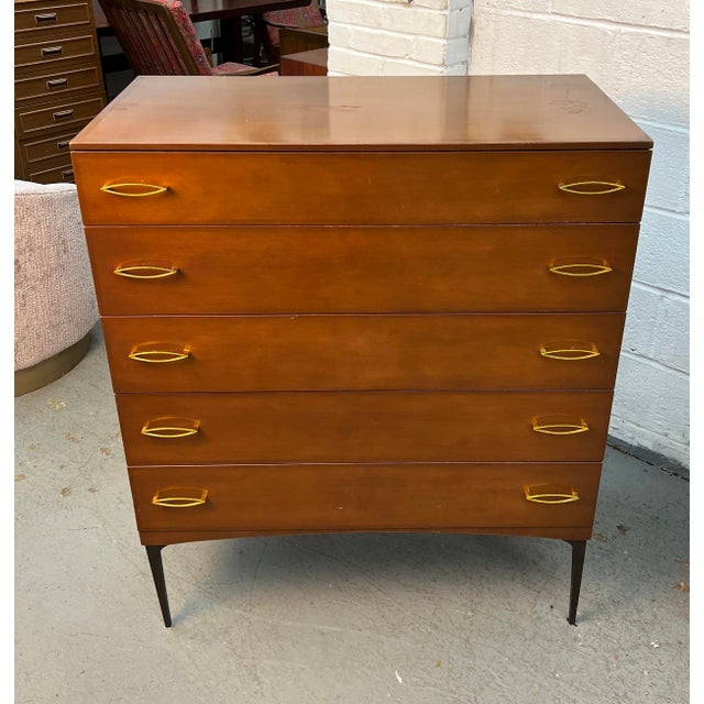 An exceptional 1960s Heywood-Wakefield Contessa Series highboy dresser, showcasing the sophisticated lines and outstanding...
