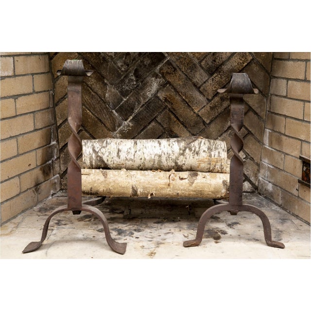 Antique Wrought Iron Andirons—A Pair For Sale - Image 4 of 5