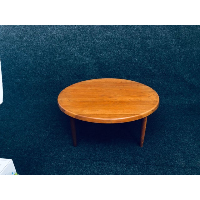 Wood Large Round Coffee Table by Niels Bach, 1960s For Sale - Image 7 of 13