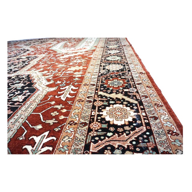 Textile Turkish Serapi Wool 16X25 Rust, Black & Tan Handmade Area Rug #1141351 For Sale - Image 7 of 10
