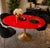 Contemporary Custom Red & Gold Epoxy Resin Clock Table With Sculptural Pedestal Base For Sale - Image 3 of 11