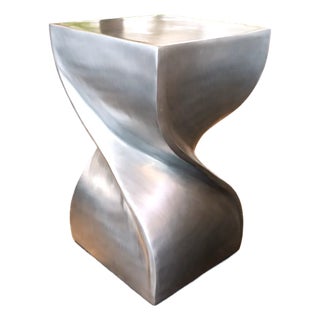 Twist Nickel Side Table For Sale