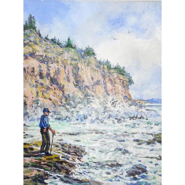 Coastal Cliffs Landscape Painting by Simon Michael For Sale - Image 4 of 4