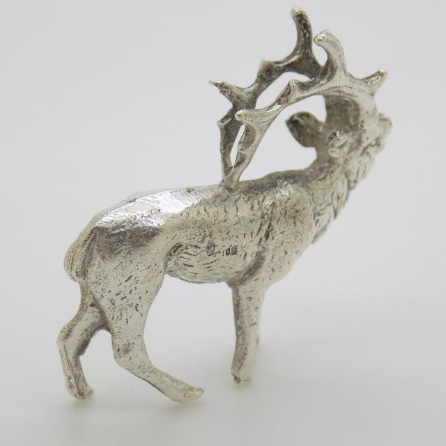 1950s Vintage Italian Silver Stag Deer Figurine Miniature, Milan, 1950s For Sale - Image 5 of 10
