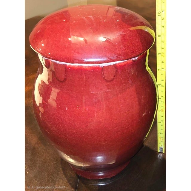 Chinese Sang de Boeuf (Oxblood) Glaze Jar has measurements of approximately 7"x7"x10"