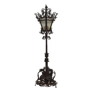 Large Wrought Iron Lamp Post from Mazzucotelli, 1910s For Sale