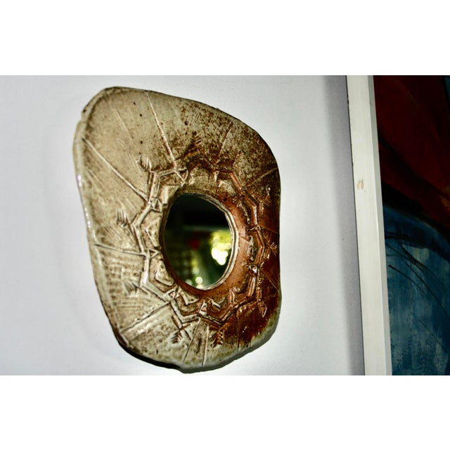 1960s Small Stoneware Mirror by Bruno Hdry for La Borne, 1960s For Sale - Image 5 of 10