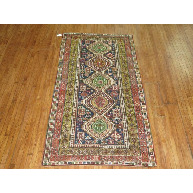 Early 20th Century Antique Zabihi Collection Caucasian Accent Size Shirvan Rug - 4'7" x 9' For Sale - Image 4 of 7