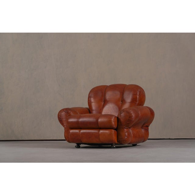 Vintage Italian Club Chairs in Cognac Leatherette, Italy, 1970s, Set of 2 For Sale - Image 9 of 15