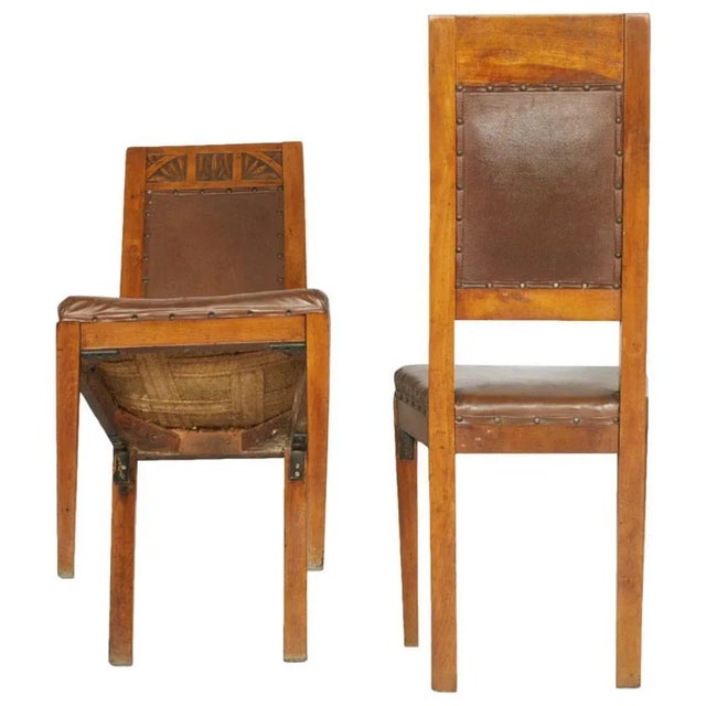 Set of Art Nouveau Cherry Wood Chairs For Sale - Image 4 of 5
